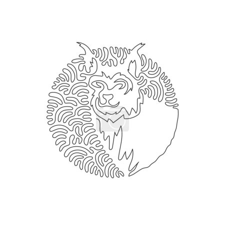 Illustration for Single swirl continuous line drawing of cute lynx abstract art. Continuous line draw graphic design vector illustration style of opportunistic predator for icon, sign, minimalism modern wall decor - Royalty Free Image