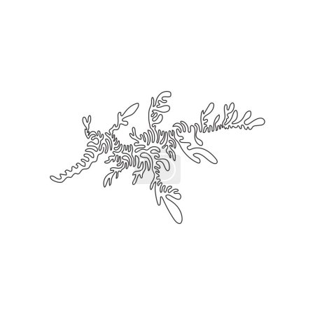 Téléchargez les illustrations : Continuous curve one line drawing of cute leafy seadragon curve abstract art. Single line editable stroke vector illustration of exotic animal for logo, wall decor and poster print decoration - en licence libre de droit