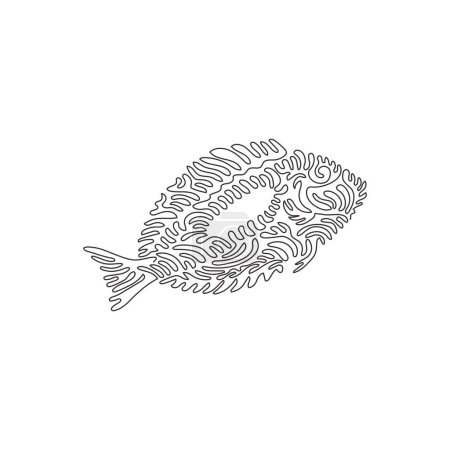 Illustration for Single one curly line drawing of exotic fish abstract art. Continuous line draw graphic design vector illustration of fish is known to be quite agile for icon, symbol, company logo, and pet lover club - Royalty Free Image