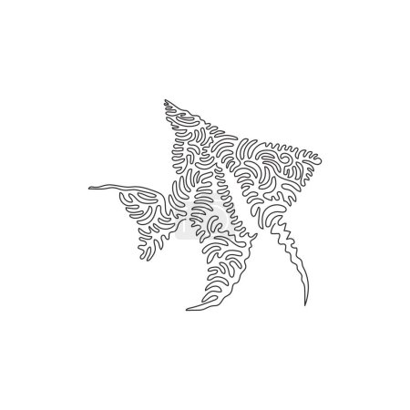 Ilustración de Single curly one line drawing of unique shape angelfish abstract art. Continuous line draw graphic design vector illustration of adorable angelfish for icon, symbol, sign, logo, poster wall decor - Imagen libre de derechos
