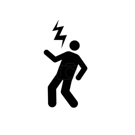 Beware of electric shock warning sign character electrocuted symbol pictogram vector.