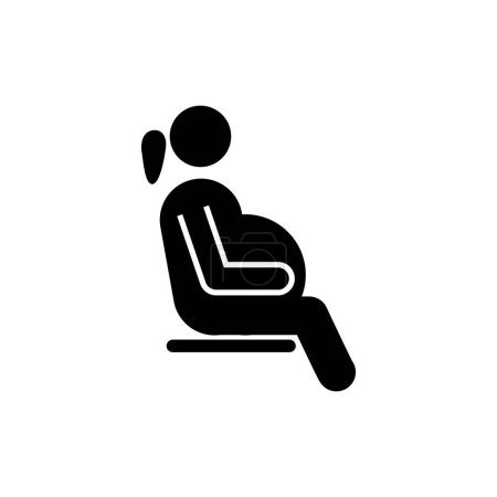 Téléchargez les illustrations : Pregnant woman sitting icon vector symbol.Public transportation pictogram for priority seats. Please offer your seat to pregnant women concept sign. - en licence libre de droit
