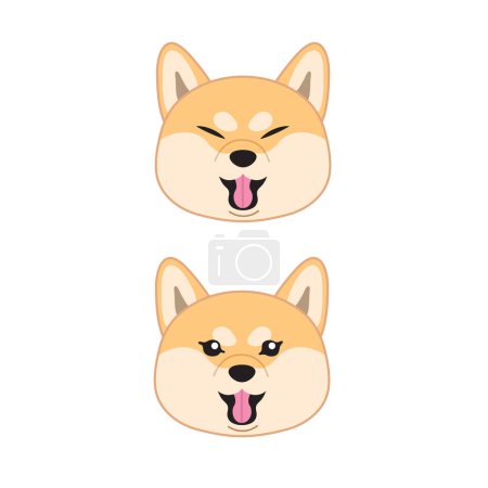 Illustration for Shiba dog smiling face with tongue out vector - Royalty Free Image