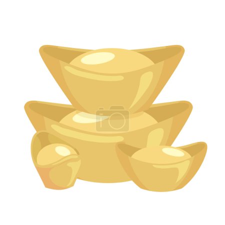 Téléchargez les illustrations : Group of Chinese gold ingots sycees yuanbao for lunar new year vector illustration clipart. - en licence libre de droit