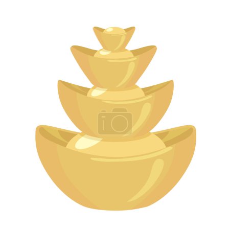 Illustration for Piled up chinese gold ingots sycees yuanbao. Pile of different sizes of yuanbao sycees for Chinese New year as symbol of prosperity, lunar new year decorations. - Royalty Free Image