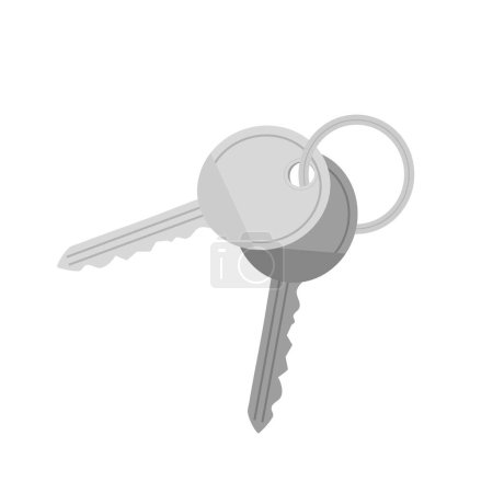 Illustration for Bunch of keys flat vector illustration. House or door keys isolated. - Royalty Free Image