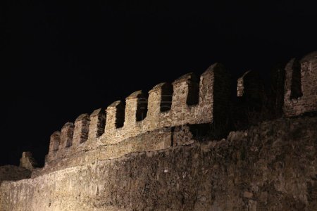 Photo for Journey through time and immerse yourself in the mystical allure of Thessaloniki's ancient city walls under the cloak of night - Royalty Free Image