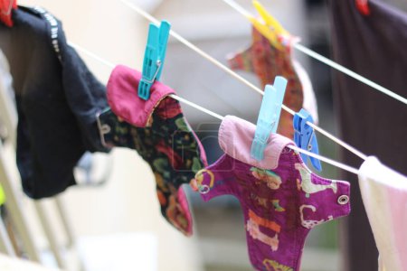 Photo for Embrace eco-friendly menstruation with these empowering images of reusable period pads hanging out to dry. - Royalty Free Image