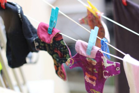 Photo for Embrace eco-friendly menstruation with these empowering images of reusable period pads hanging out to dry. - Royalty Free Image