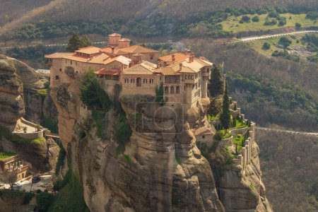 Photo for Experience the divine tranquility and architectural marvels of Monastery Varlaam, nestled amidst the majestic cliffs of Meteora, Greece - Royalty Free Image