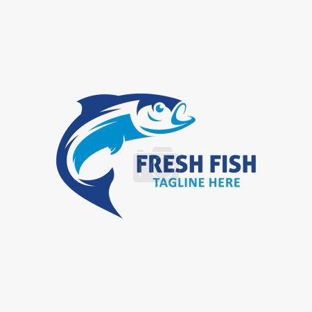 Téléchargez les illustrations : Jump fish logo design - en licence libre de droit