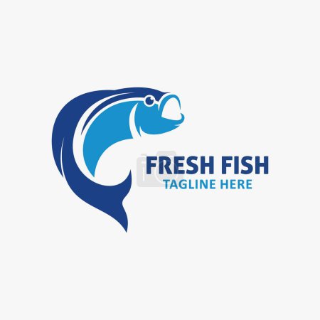 Téléchargez les illustrations : Jump fish logo design - en licence libre de droit