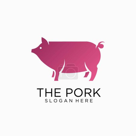 Téléchargez les illustrations : Fat pig logo design - en licence libre de droit