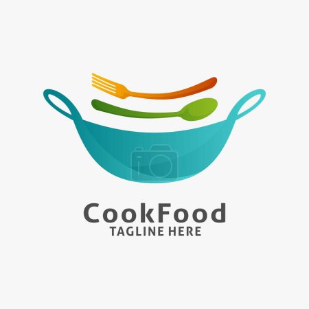 Téléchargez les illustrations : Cooking food logo design - en licence libre de droit