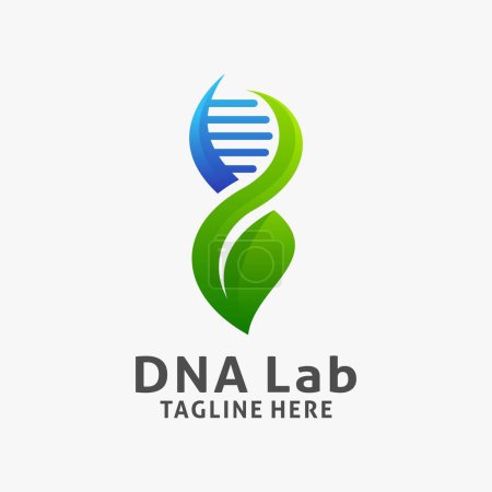 DNA cell logo design with leaf element