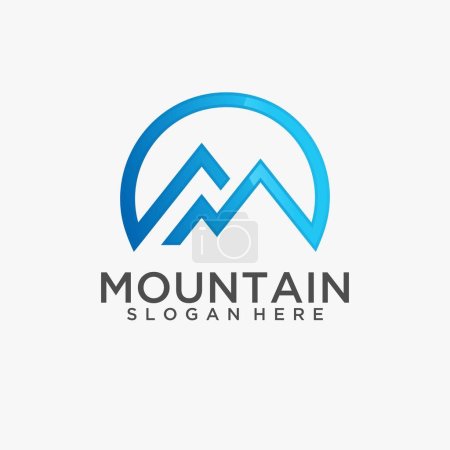 Téléchargez les illustrations : Line mountain logo design - en licence libre de droit