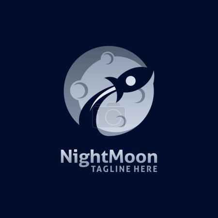 Full moon logo design with rocket silhouette