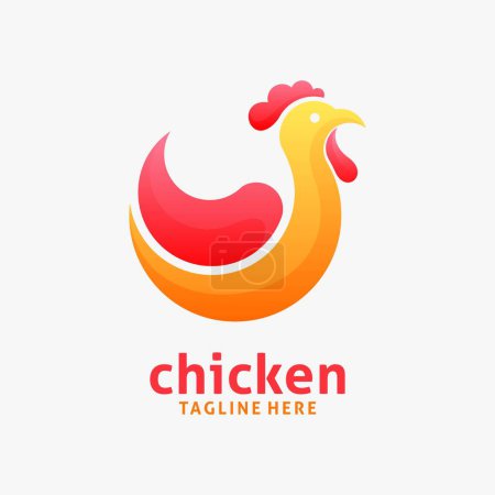 Ilustración de Diseño del logo de gradiente de pollo gallo - Imagen libre de derechos
