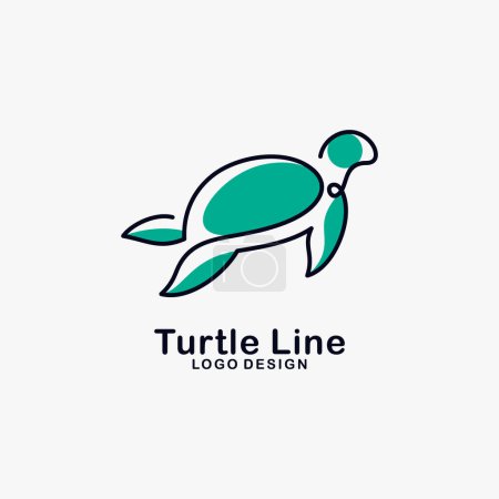 Téléchargez les illustrations : Tortue ligne art logo design - en licence libre de droit