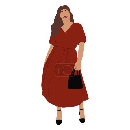 Illustration for Vector illustration of bodypositive women. Body positive movement and beauty diversity. A set of plus size women. Vector stock illustration isolated on white background. EPS 10 - Royalty Free Image