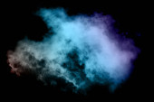 Cloudy fog with many colors on a black background. t-shirt #651445956