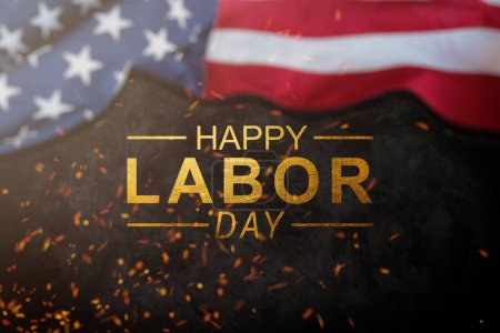 Téléchargez les photos : Illustration vectorielle de fond de la fête du travail des États-Unis avec drapeau américain, typographie de la fête du travail des États-Unis d'Amérique - en image libre de droit
