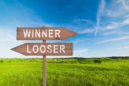 Winner vs looser road sign. Winner and Looser concept. Which way do you choose?