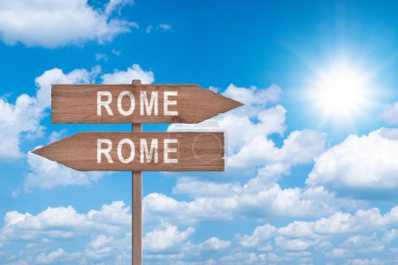 Panneau de Rome. Bienvenue à Rome, Italie. En entrant à Rome. Tous les chemins mènent au concept rome.