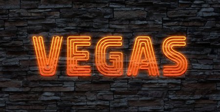 Las Vegas retro neon sign with playing cards. Vintage style vector illustration.