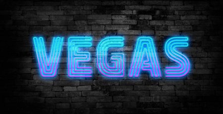 Las Vegas retro neon sign with playing cards. Vintage style vector illustration.