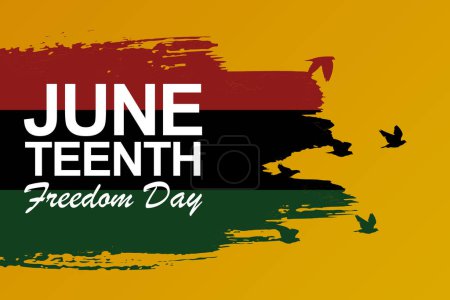 Juneteenth Emancipation Day, Brushstroke texture with birds flying.