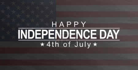 Photo for 4th of july independence day lettering background with Flag of USA. - Royalty Free Image