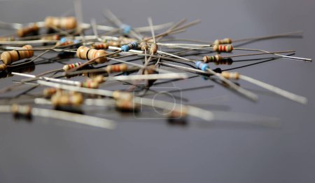 Photo for Electrical resistors. Electric-electronic passive circuit component. Electronic industry header. - Royalty Free Image