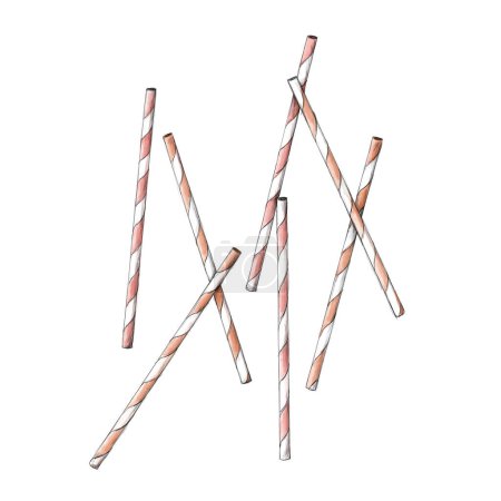 Téléchargez les photos : Multiple straws mixed up with pink and white stripes - en image libre de droit