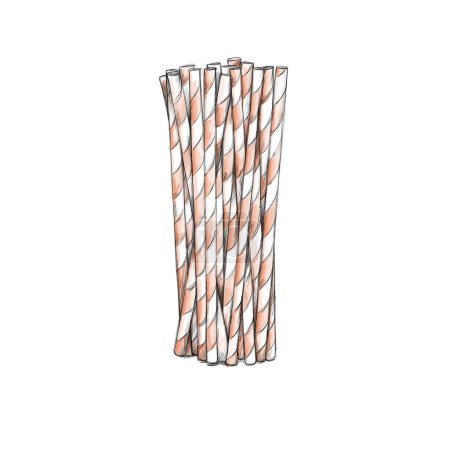 Téléchargez les photos : Illustration of many striped straws in the bunch - en image libre de droit