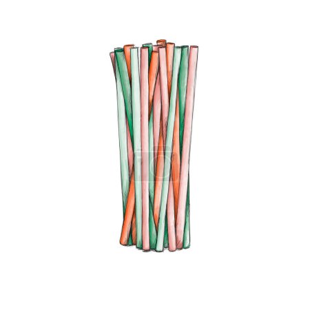 Téléchargez les photos : Illustration of many colorful straws - en image libre de droit