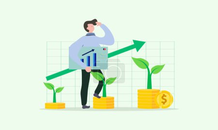 Illustration for Increase in revenue, business, financial strategy, profit vector design. - Royalty Free Image