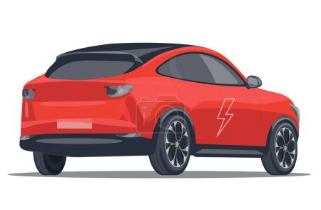Illustration for Electric car. Isolated Vector red electromobile on a white background. - Royalty Free Image