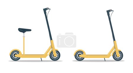 Electric scooter set. Vector illustration of Electro transport. Flat Vehicle.