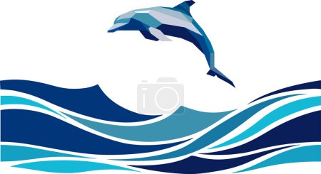 Ilustración de Delfín geométrico en las olas, delfín métrico en las olas. Ilustración vectorial - Imagen libre de derechos