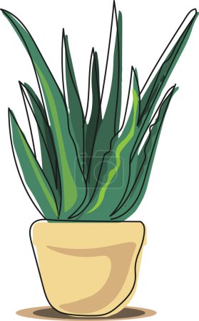 Téléchargez les illustrations : Plante d'intérieur dans un pot. Illustration vectorielle - en licence libre de droit