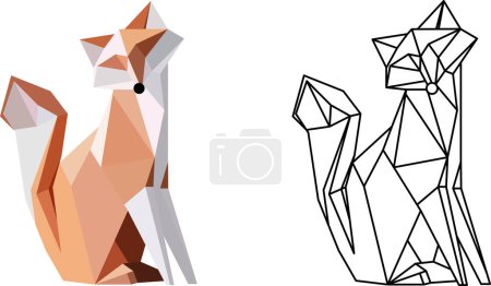 Téléchargez les illustrations : Renard géométrique fait de triangles. Illustration vectorielle - en licence libre de droit