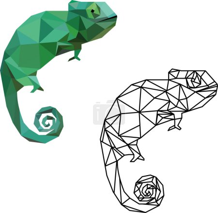 Ilustración de Camaleón verde geométrico. Ilustración vectorial - Imagen libre de derechos