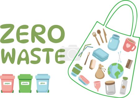 Zero waste set elements background. Vector illustration