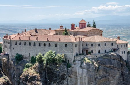View of the Orthodox Monastery of the Great Meteor on the rocks of Mount Meteor, Kalambaka in Greece, June 2018.
