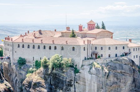 View of the Orthodox Monastery of the Great Meteor on the rocks of Mount Meteor, Kalambaka in Greece, June 2018.