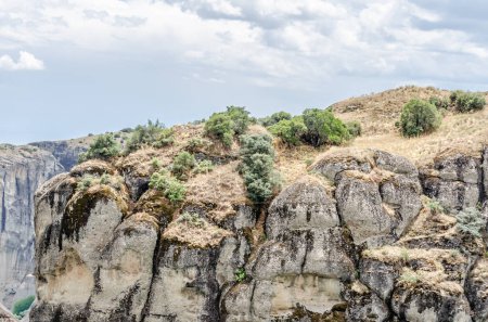 View of the specific rocks of Mount Meteor in Greece.
