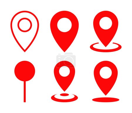 Mapa pin ubicación icono vector en estilo plano. Símbolo de dirección conjunto colección