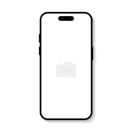 Illustration for Iphone 15 pro smartphone mockup icon vector in flat style. Mobile phone sign symbol - Royalty Free Image