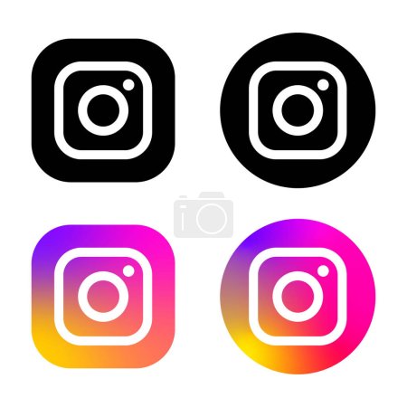 Téléchargez les illustrations : Icône de logo Instagram vecteur dans le style plat. Application de médias sociaux - en licence libre de droit